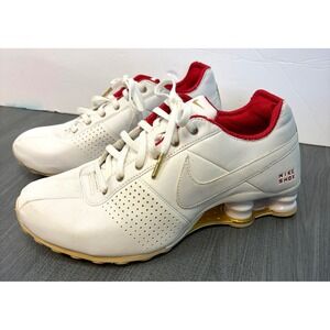 Nike Shox Deliver White Metallic Gold University Red Sz 8 Running Sneakers Laces